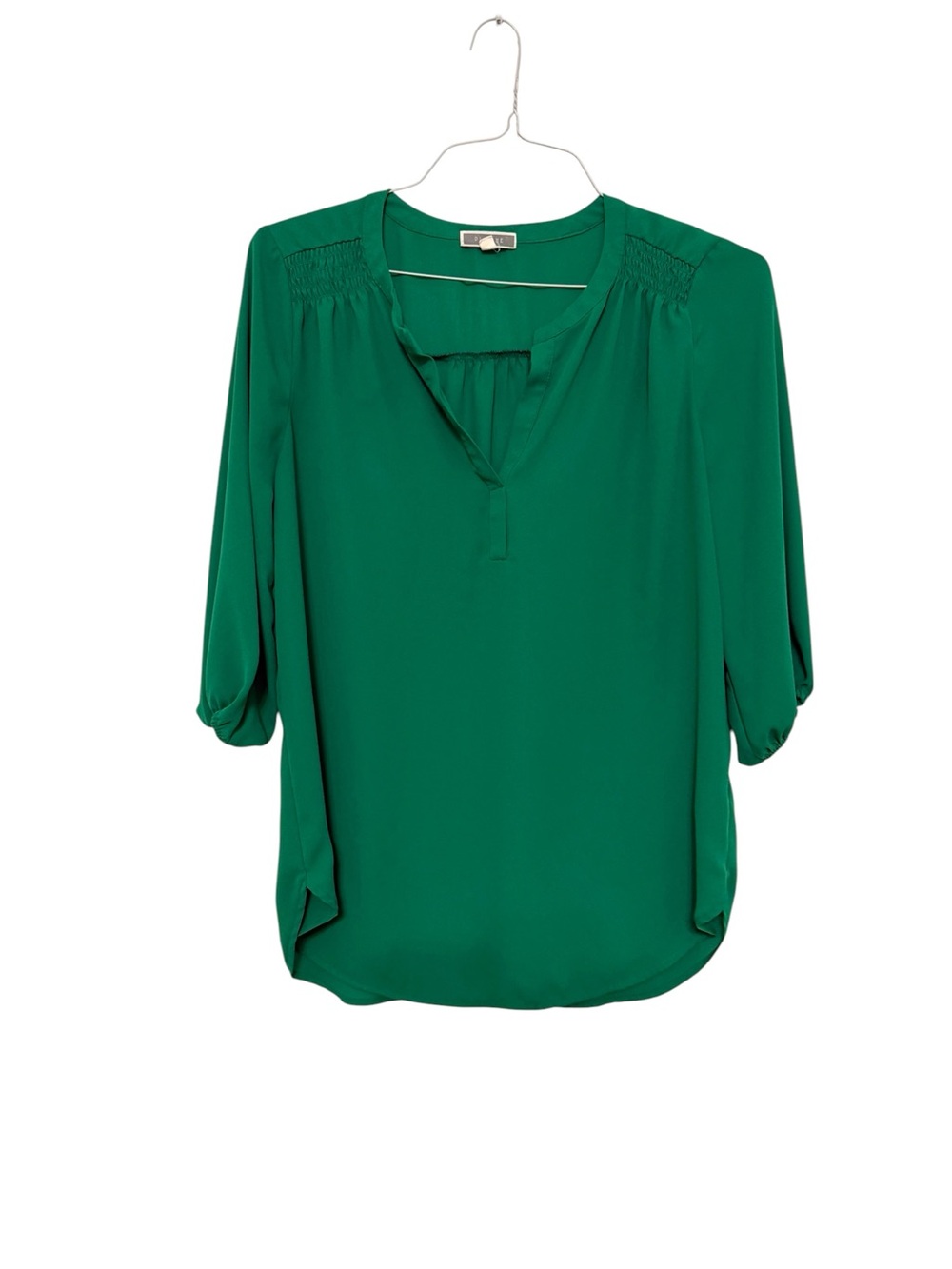 Pleione Emerald Green Split-Neck Tunic Small EUC